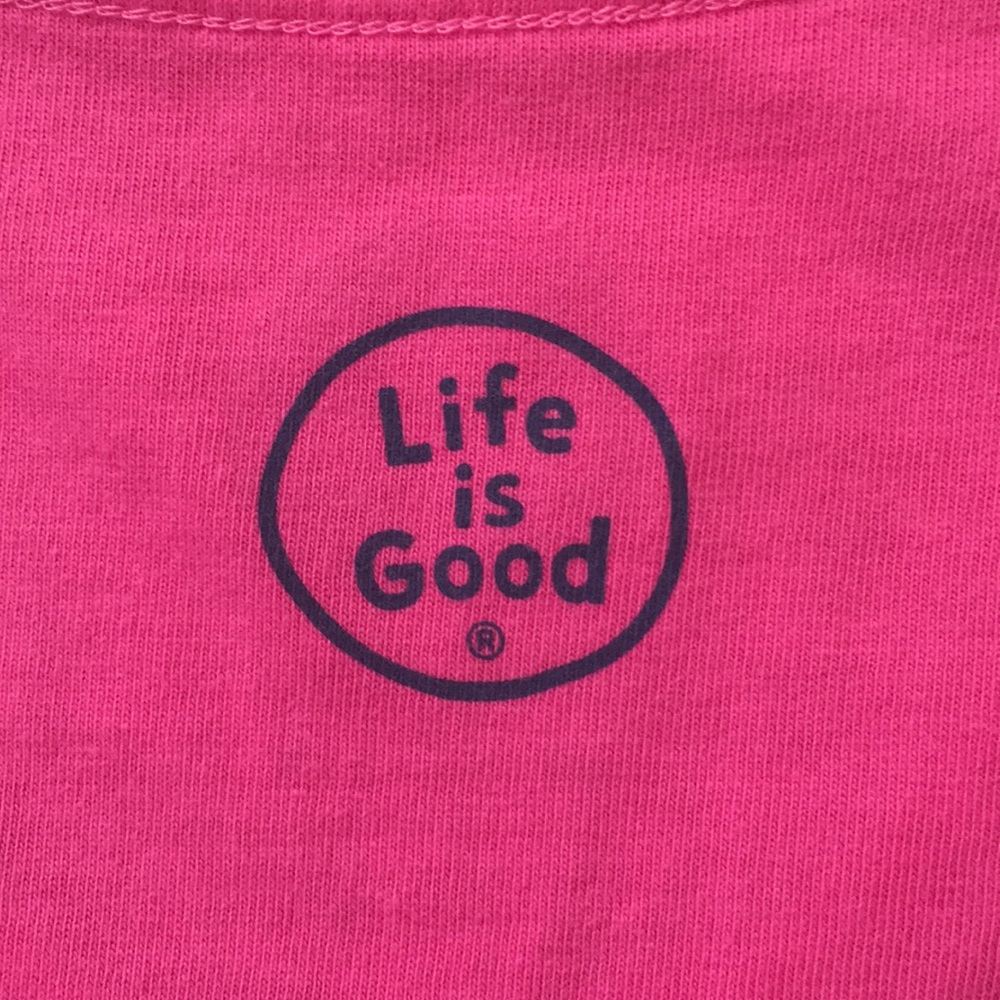 🆕LIFE IS GOOD Women’s Peace☮️ “Outer Banks” Crusher V-Neck T-Shirt in Hot Pink - Picture 3 of 8
